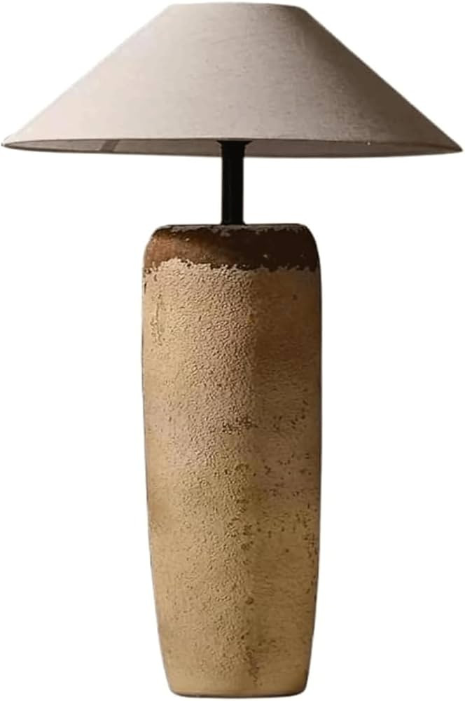 Floor Lamp Rustic Lamps Ceramic Tall W/Tapered Linen Shade for Living Room Clay Pot Standing Clas... | Amazon (US)