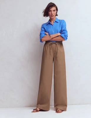 Boden Women's Greenwich Tie Waist Pants in Natural | Size 16/18 | Boden (US)
