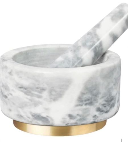 Marble mortar and pestle with gold accents 

#LTKhome