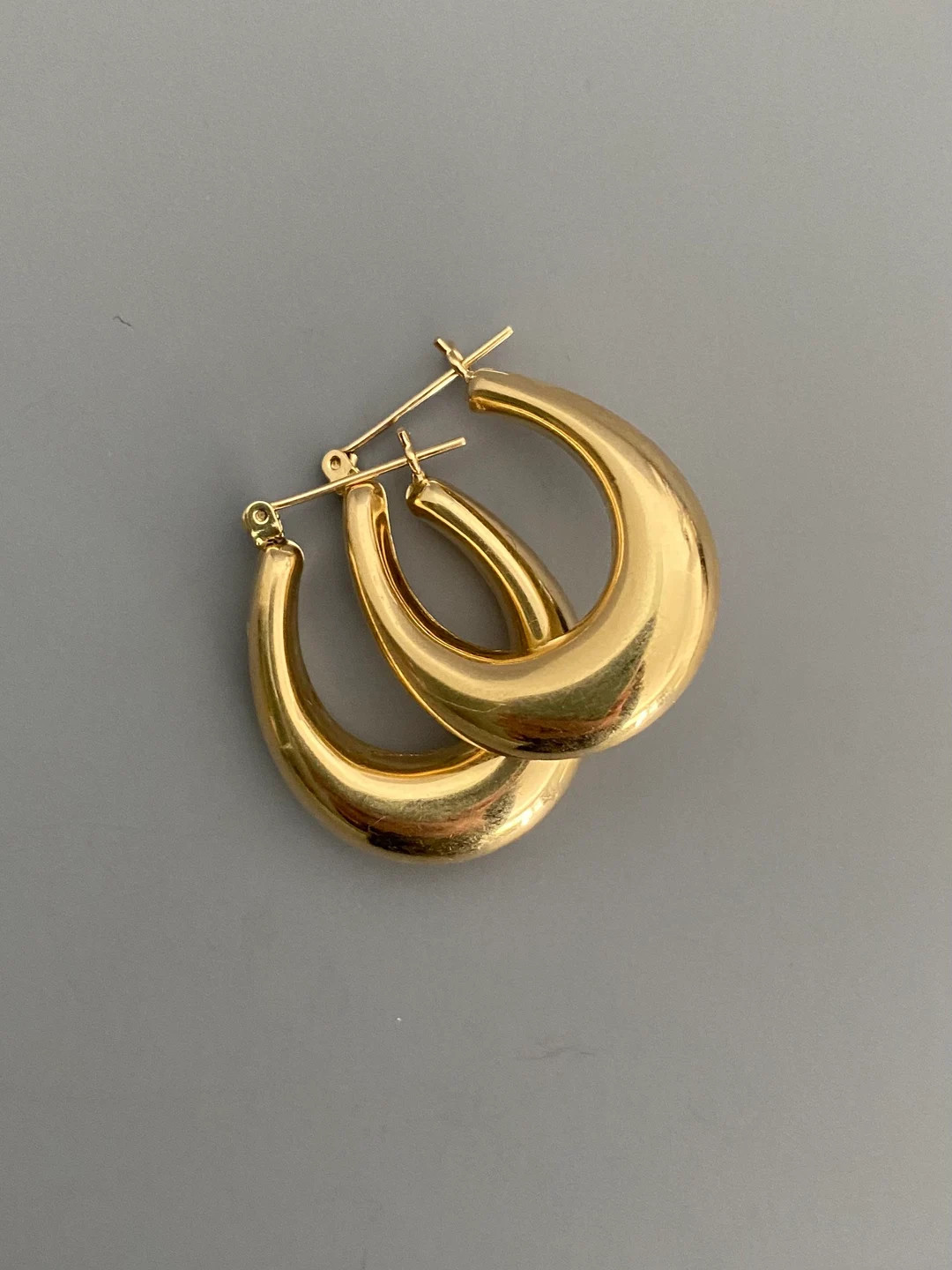 Vintage 14k Gold Puffy Hoop Earrings Oversized | Etsy (US)