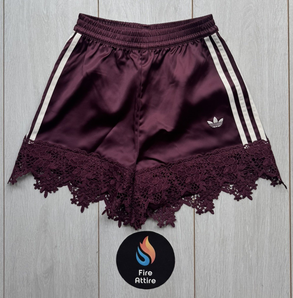 Adidas Originals Satin Lace Shorts Burgundy - XX-Small | eBay UK
