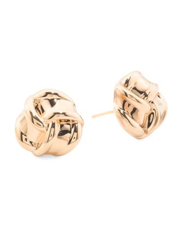 Made In Italy 14k Gold Polished Knot Button Earrings | TJ Maxx