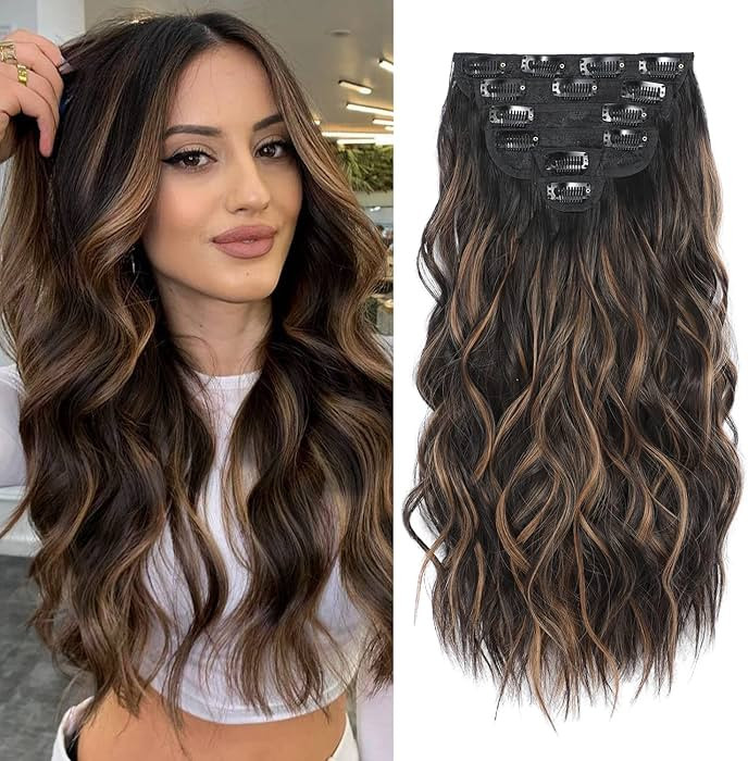 Clip in Hair Extensions, 6 PCS Natural & Soft Hair & Blends Well Lonng Wavy Hairpieces(20inch, 6p... | Amazon (US)