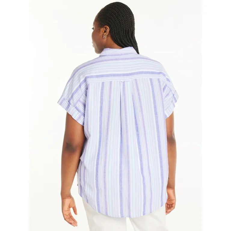 Terra & Sky Women’s Plus Size Short-Sleeve Button-Front Camp Shirt, Sizes 0X-5X | Walmart (US)