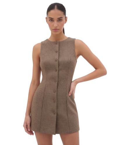 Women's Plaid Button Front A Line Mini Dress with Tie Back | Amazon (US)