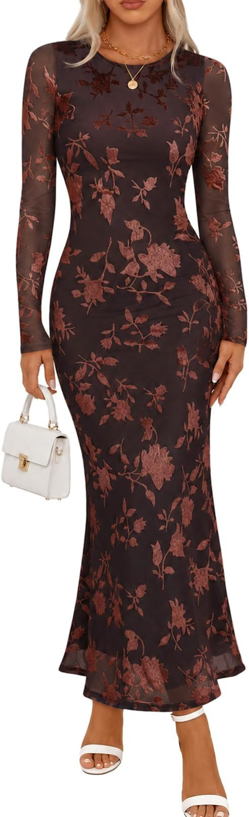 MEROKEETY Womens Fall Velvet Formal Wedding Guest Maxi Dress | Amazon (US)
