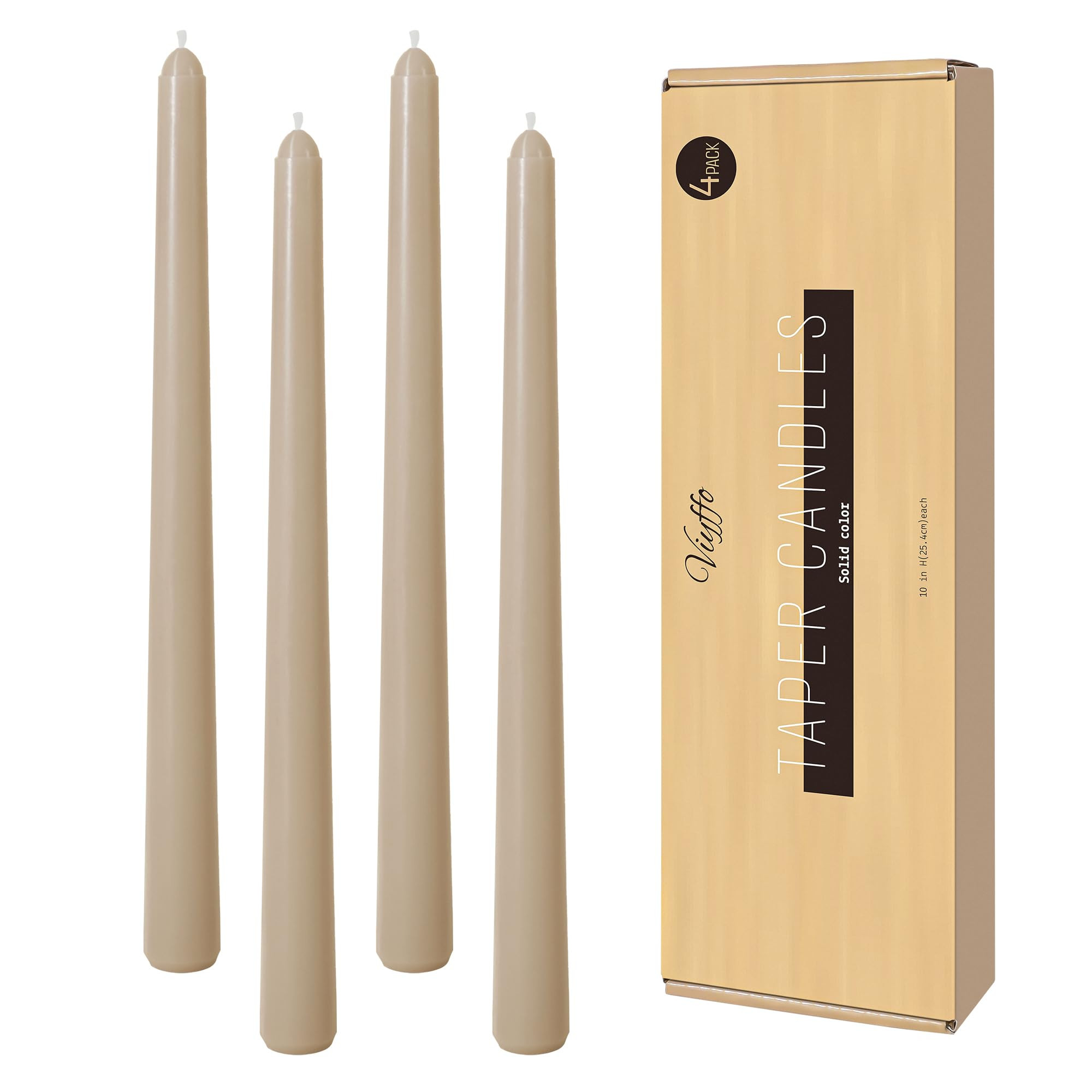 Viyffo Taper Candles, 10 Inch, 4 Pack, Nougat Brown – Unscented, Dripless & Smokeless Design, U... | Amazon (US)