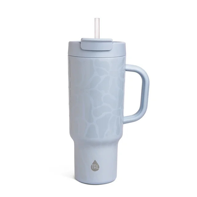 TAL Stainless Steel Hudson Tumbler with Straw 40 fl oz, Light Blue Flower | Walmart (US)