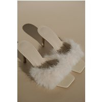 Torrance Faux Fur Heel - Ivory | MESHKI US
