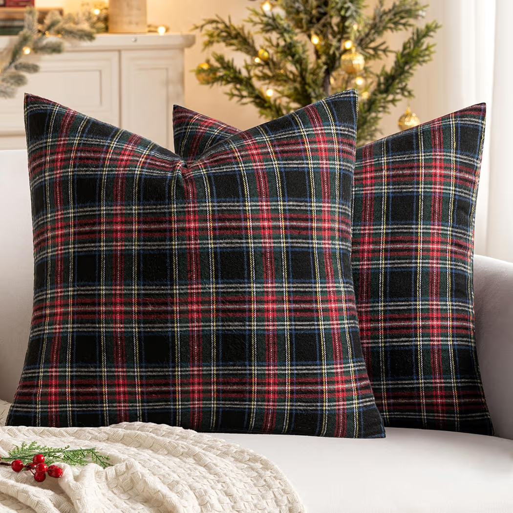 MIULEE Christmas Set of 2 Scottish Tartan Plaid Throw Pillow Covers Farmhouse Classic Decorative ... | Amazon (US)