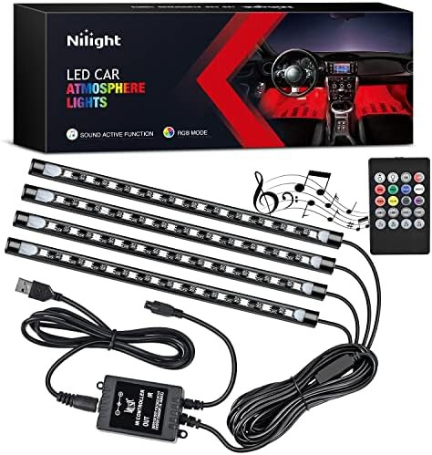Nilight 48 LEDs DC 5V Multicolor Music Car Strip Light Under Dash Lighting Kit with Sound Active ... | Amazon (US)