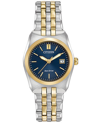 Women's Eco-Drive Two-Tone Stainless Steel Bracelet Watch 28mm EW2294-53L | Macy's