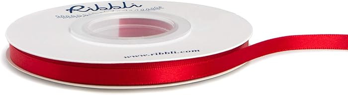 Ribbli Double Faced Red Satin Ribbon,1/4\u201d x Continuous 25 Yards,Use for Bows Bouquet,Gift Wr... | Amazon (US)