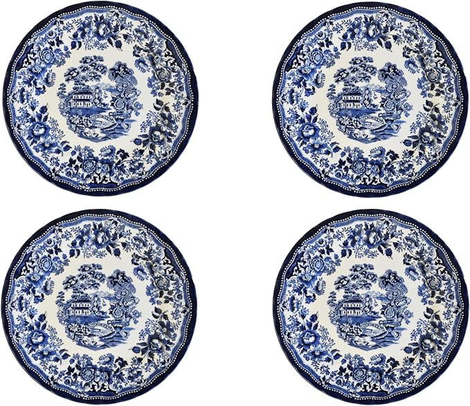 Churchill New Royal Wessex Tonquin Blue Chelsea 10" Dinner Plate - Set of 4, Made in England | Amazon (US)