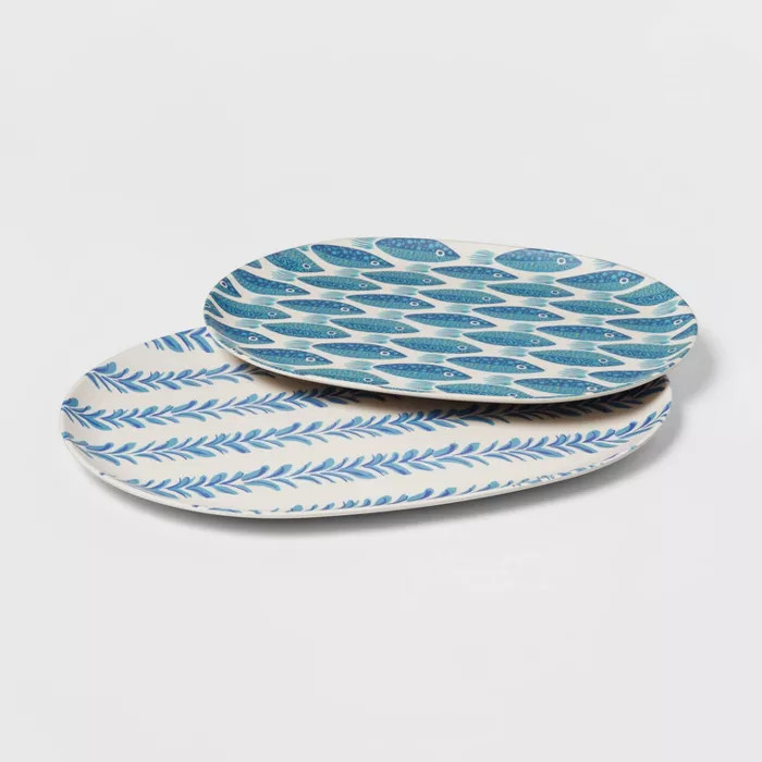 2pc Bamboo Melamine  Floral Serving Platter - Opalhouse™ | Target