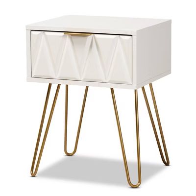 Holbrook Wood and Metal 1 Drawer End Table White - Baxton Studio | Target