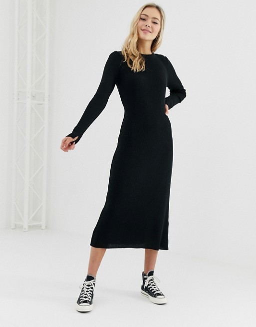 ASOS DESIGN rib knit a-line midi dress | ASOS (Global)