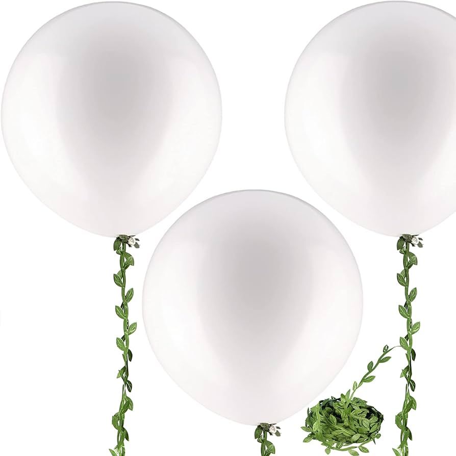 10 Pieces 36 inch White Balloons White Giant Balloons Big Large Balloons with 65 Feet Long Artifi... | Amazon (US)