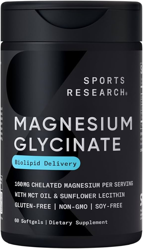 Sports Research® Magnesium Glycinate - Supports Restful Sleep & Enzymatic Processes - 160 mg Che... | Amazon (US)