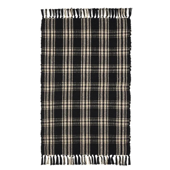 My Texas House Black Plaid Indoor/Outdoor Layering Rug, 38" x 58" | Walmart (US)