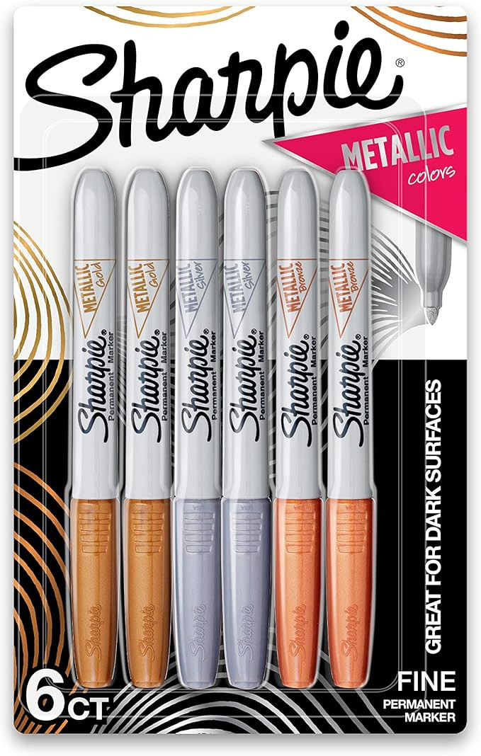 Product Title: Sharpie Metallic Permanent Markers, Fine Point, Assorted Metallic, 6 Count | Amazon (US)
