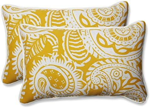 Amazon.com: Pillow Perfect Outdoor/Indoor Addie Egg Yolk Lumbar Pillows, 11.5" x 18.5", Yellow, 2... | Amazon (US)