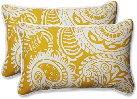 Pillow Perfect Outdoor/Indoor Addie Egg Yolk Lumbar Pillows, 11.5" x 18.5", Yellow, 2 Count | Amazon (US)