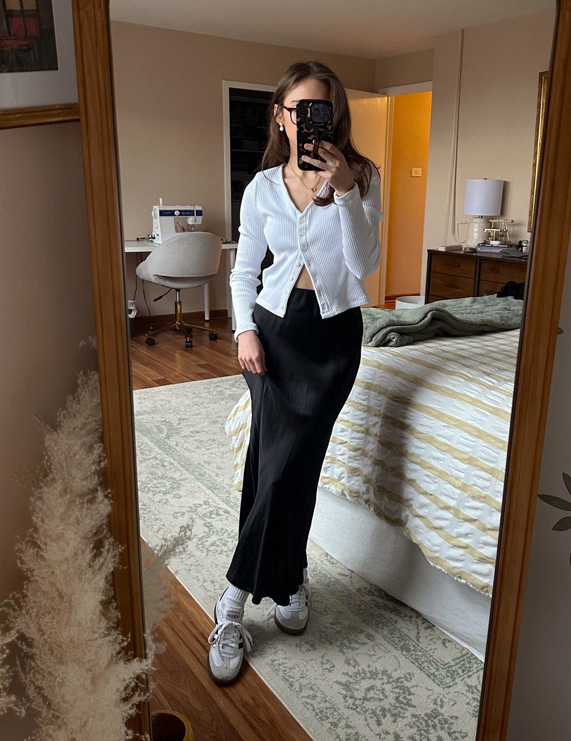 Silky midi skirt for girls night 💘 #adidassambas 

#LTKshoecrush #LTKfindsunder100