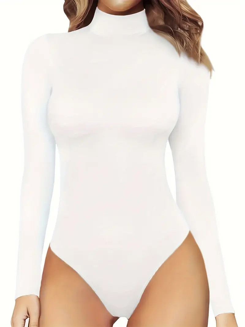 Mock Neck Shaping Bodysuit Tummy Control Slimming Long - Temu | Temu Affiliate Program