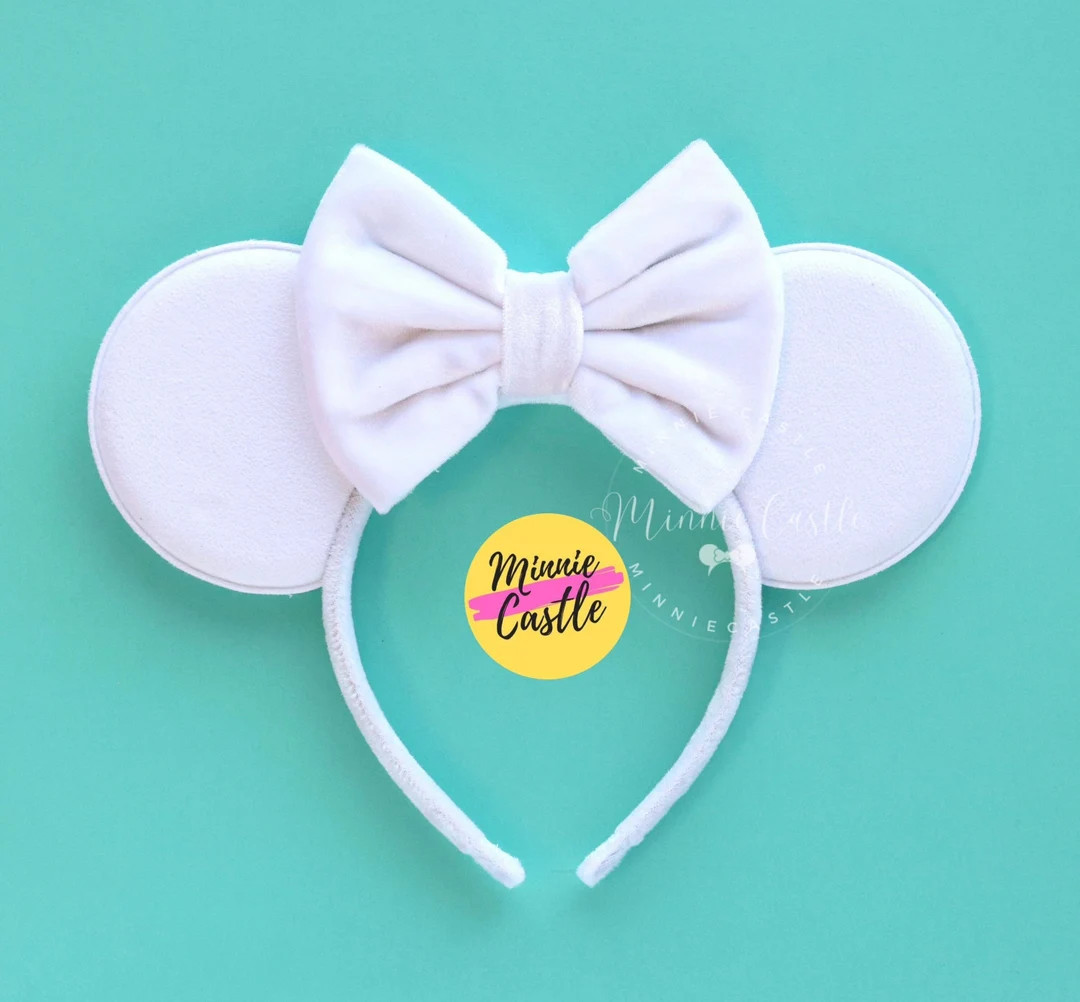 Mickey Ears, White Mickey Ears, Velvet Mouse Ears, Minnie Ears, Mouse Ears Headband, White Ears, ... | Etsy (US)