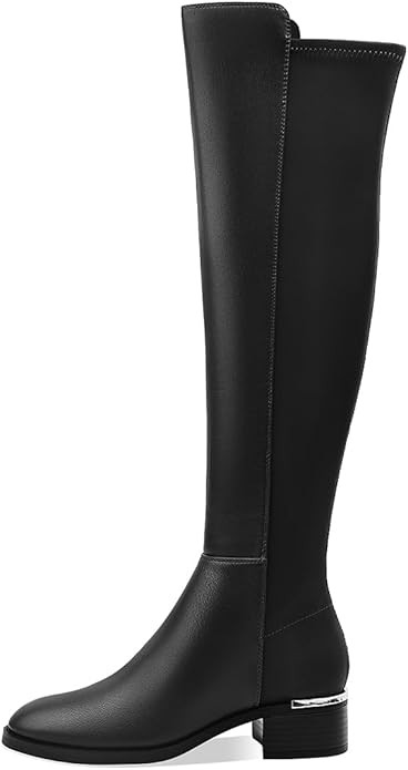 Women Over the Knee High Boots Chunky Heel Round Toe Low Heeled Boots with Stretchy Panel for Wom... | Amazon (US)