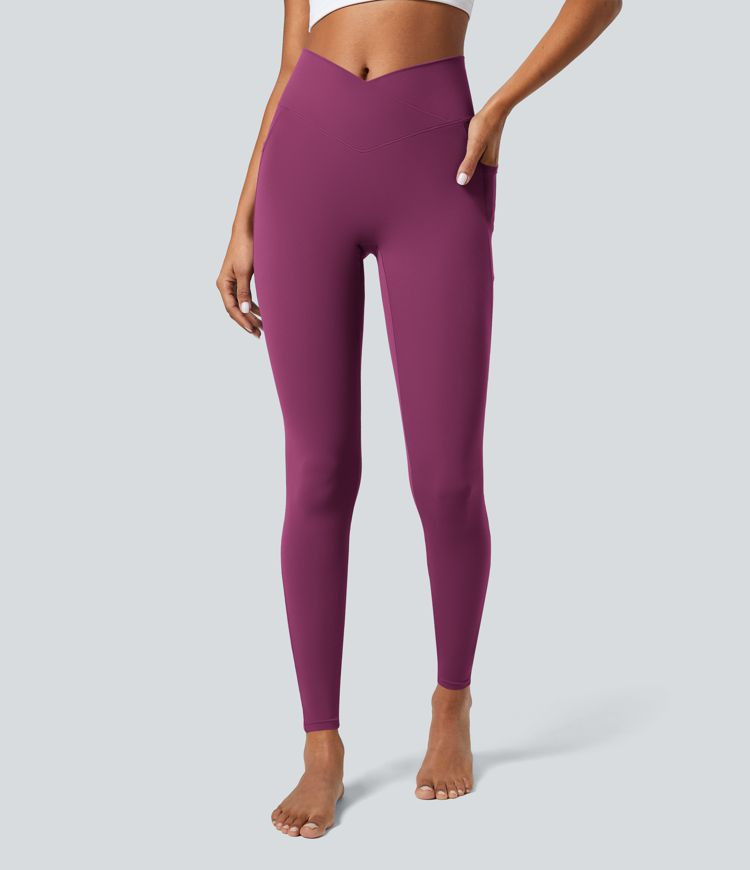 Women’s Softlyzero™ Crossover Pocket Plain Leggings-UPF50+ - Halara | HALARA