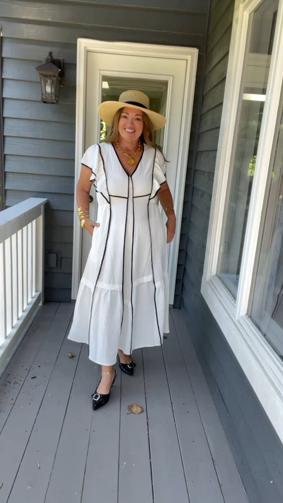 Stunning contrast piping maxi dress. Featuring tiered ruffle hem and pockets.

#LTKStyleTip #LTKSeasonal #LTKSummerEdit