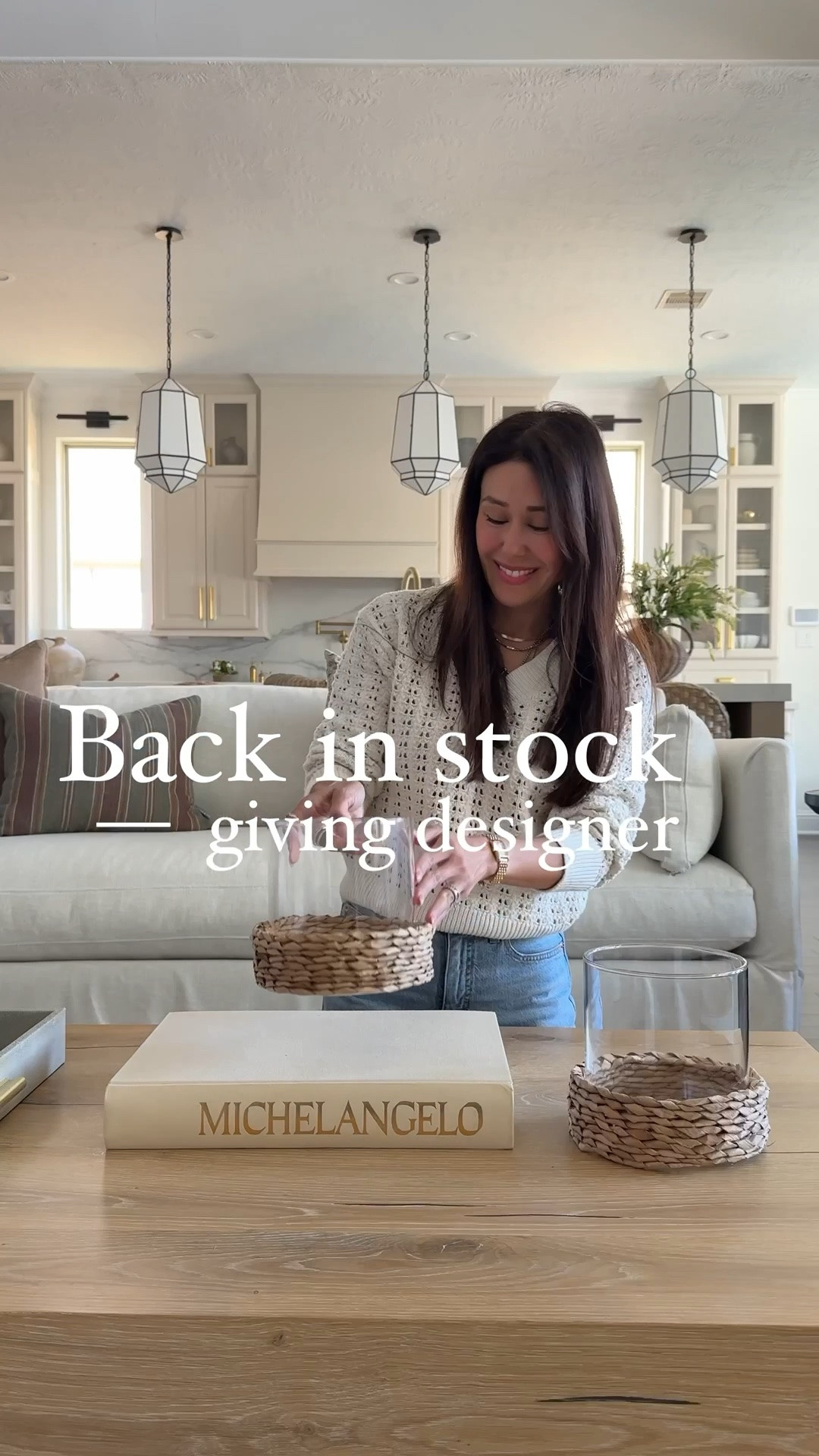 Back in stock and just as good as I remembered 🤎 These hurricane candle holders have that effortless designer look without the designer price tag. The raffia detail, the warm glow at night, the texture… they instantly make a space feel elevated and cozy. One of those pieces that looks good literally anywhere — kitchen island, mantel, dining table, patio, all of it.

The designer inspired home decor, hurricane candle holders, cozy home styling, Walmart home finds, elevated neutral decor, Serena and Lily inspired decor