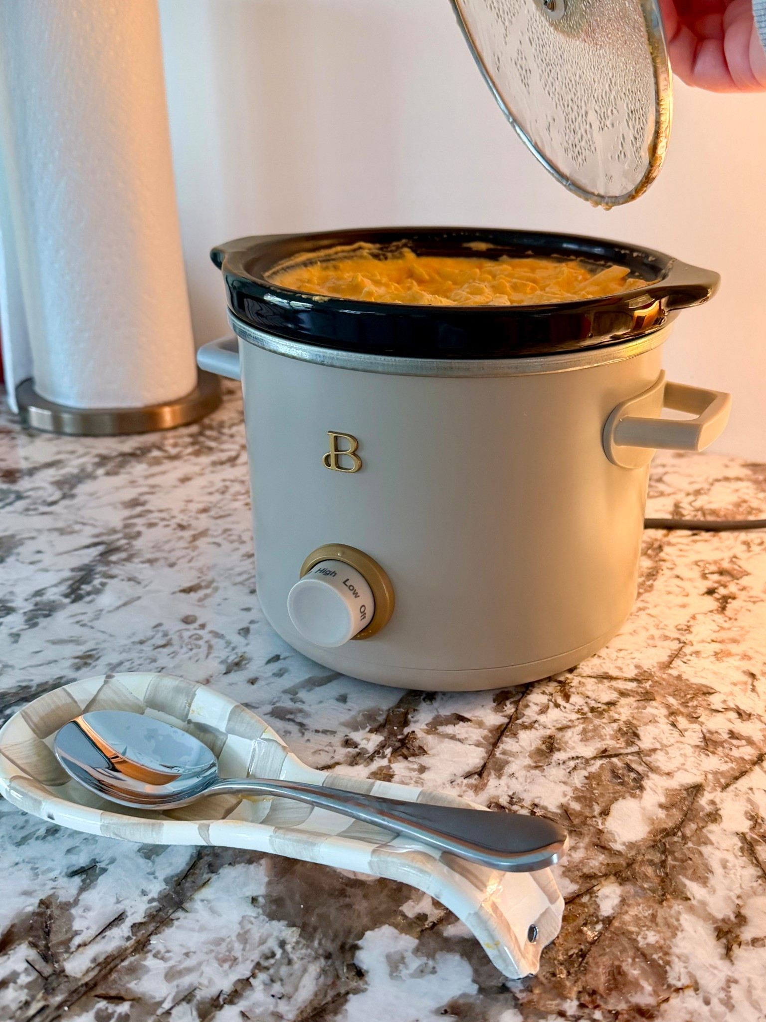 Gameday buffalo chicken dip in my new Beautiful Crock Pot from my sister!🥰

#LTKHome