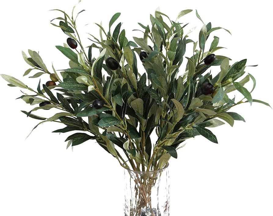 5PCS Artificial Olive Branches for Vases 18.9 Inch Faux Olive Tree Stems with Fruits,Fake Plants ... | Amazon (US)