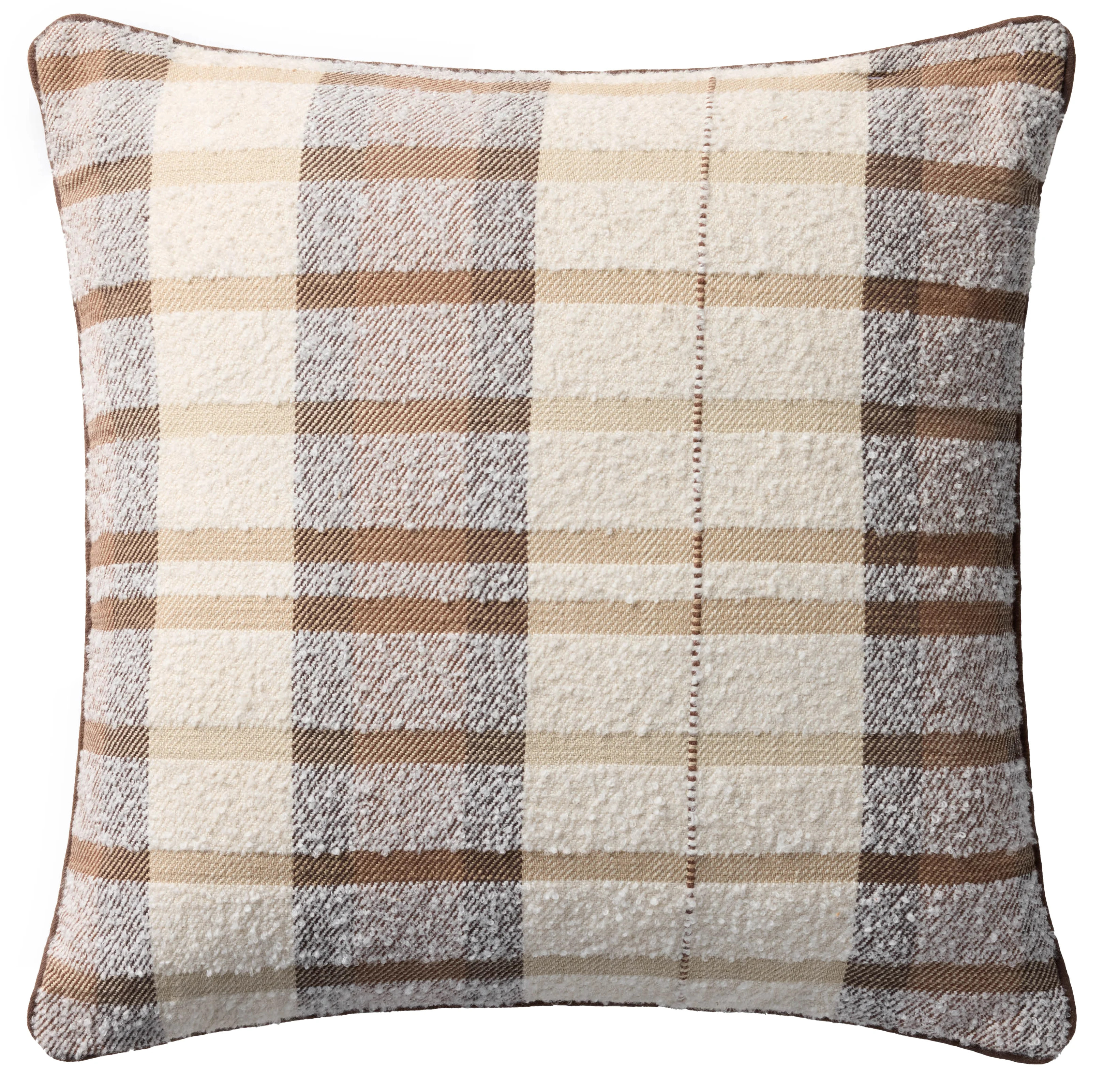 PLL-0156 Pillow Brown Plaid | Rugs Direct