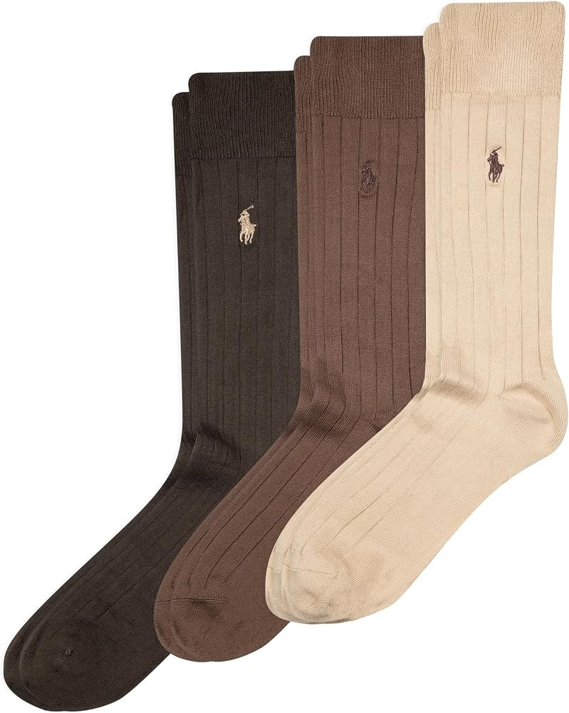 Polo Ralph Lauren Men's Super Soft Ribbed Dress Crew Socks (3-Pack) | Amazon (US)