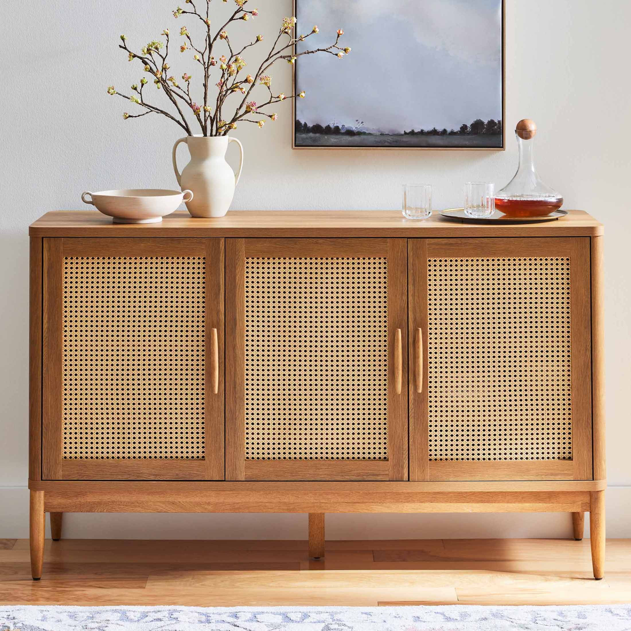 Better Homes & Gardens Springwood Caning Sideboard, Light Honey Finish | Walmart (US)