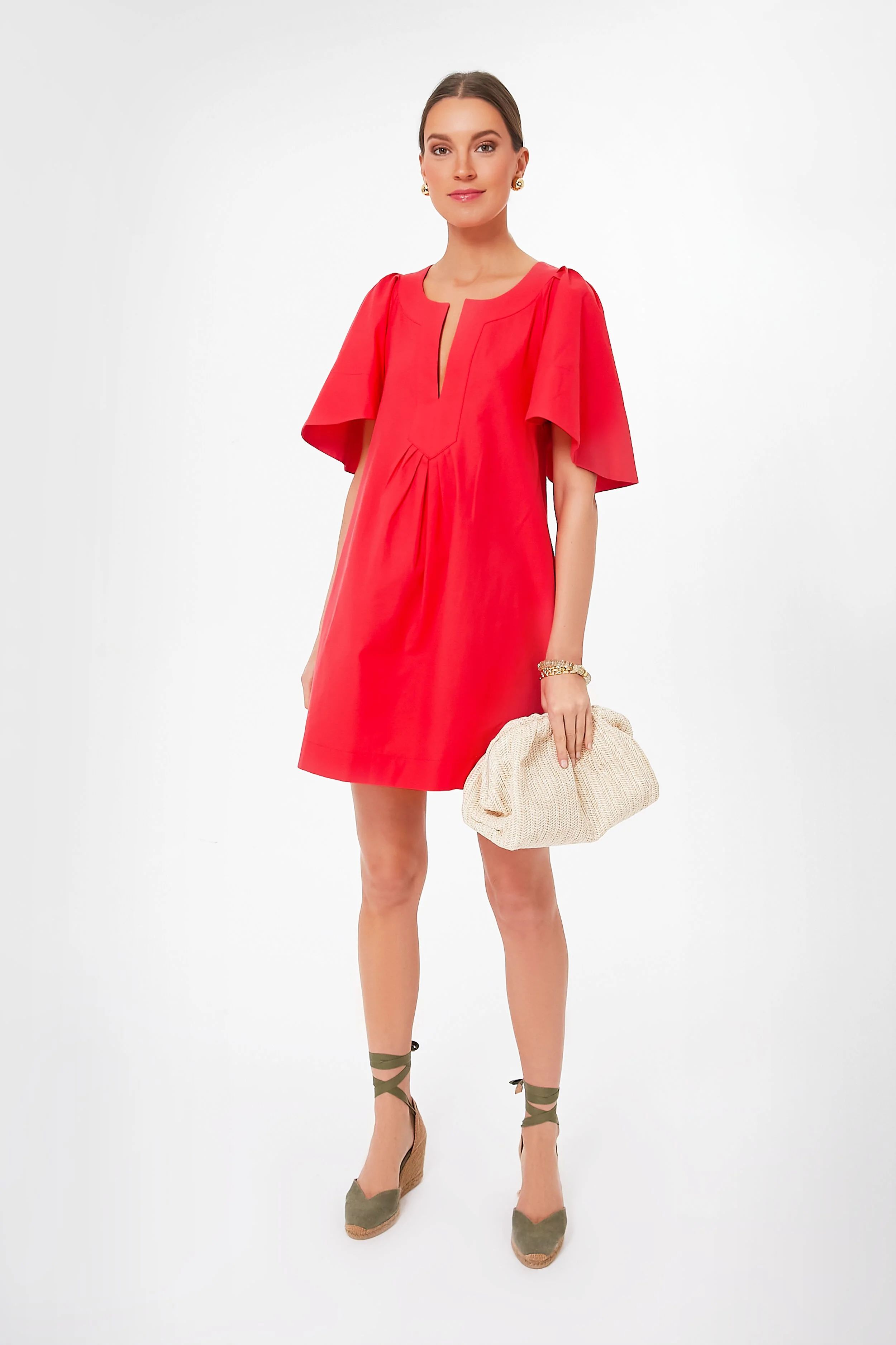 Red Finley Flutter Sleeve Dress | Tuckernuck (US)