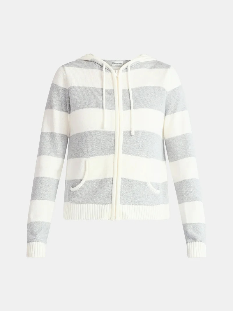 No Boundaries Zip-Up Striped Hoodie Jacket, Women's | Walmart (US)