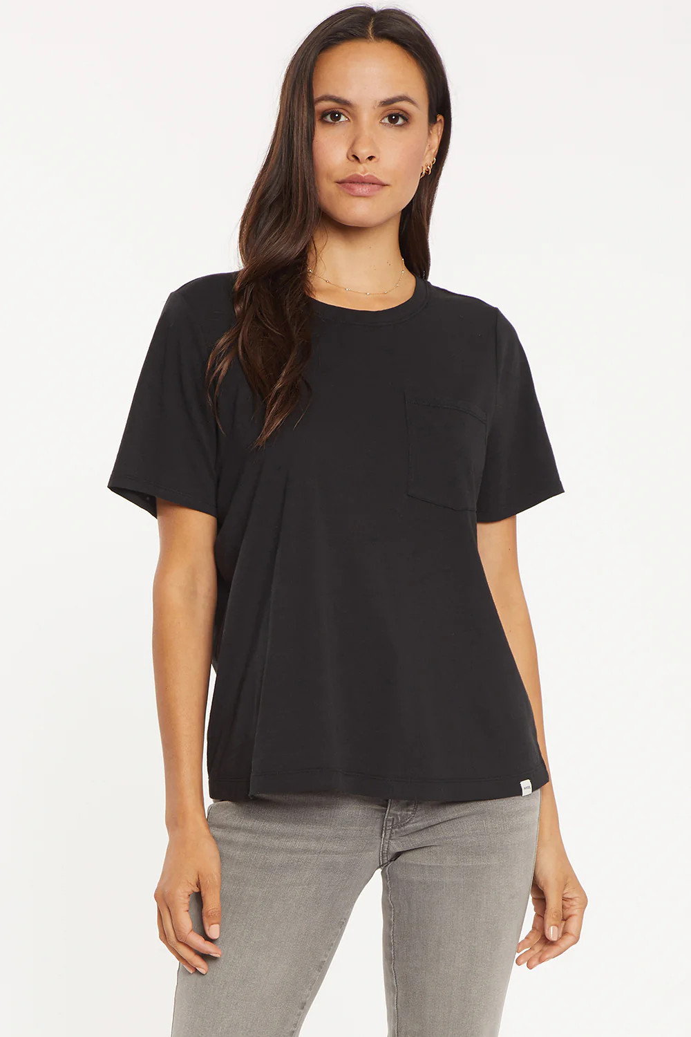 Crewneck Pocket Tee - Black | NYDJ