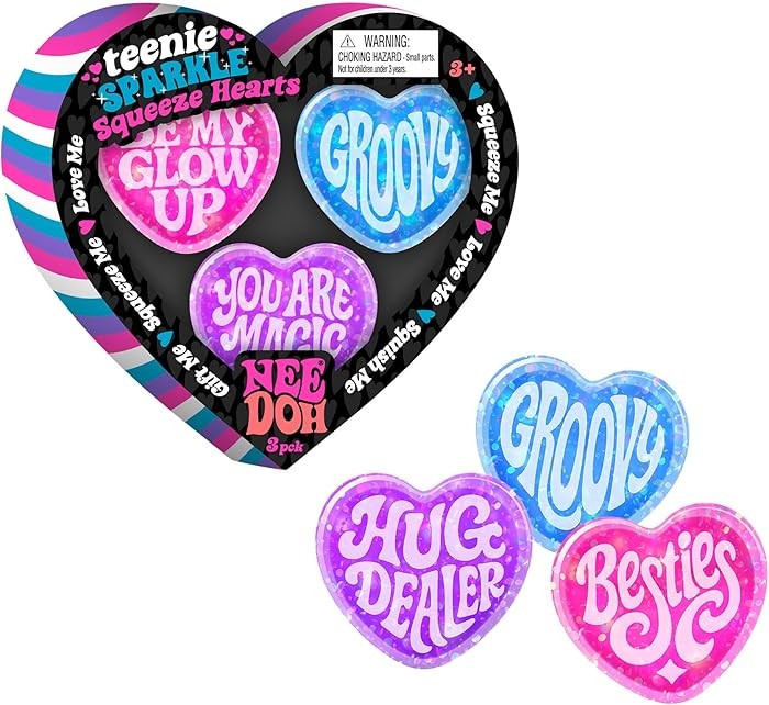 Schylling Needoh Teenie Sparkle Hearts - Sensory Squeeze Toy - Colors May Vary | Amazon (US)