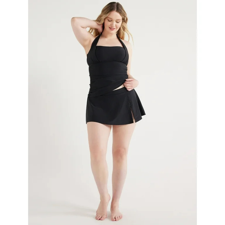 Time and Tru Women's and Women's Plus Halter Tankini and Black Swim Skirt Set, 2-Piece, Sizes S-3... | Walmart (US)