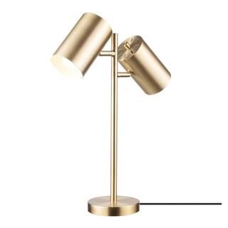 Globe Electric Pratt 20 in. 2-Light Matte Brass Desk Lamp with Rotary Switch on Shades-52913 - Th... | The Home Depot