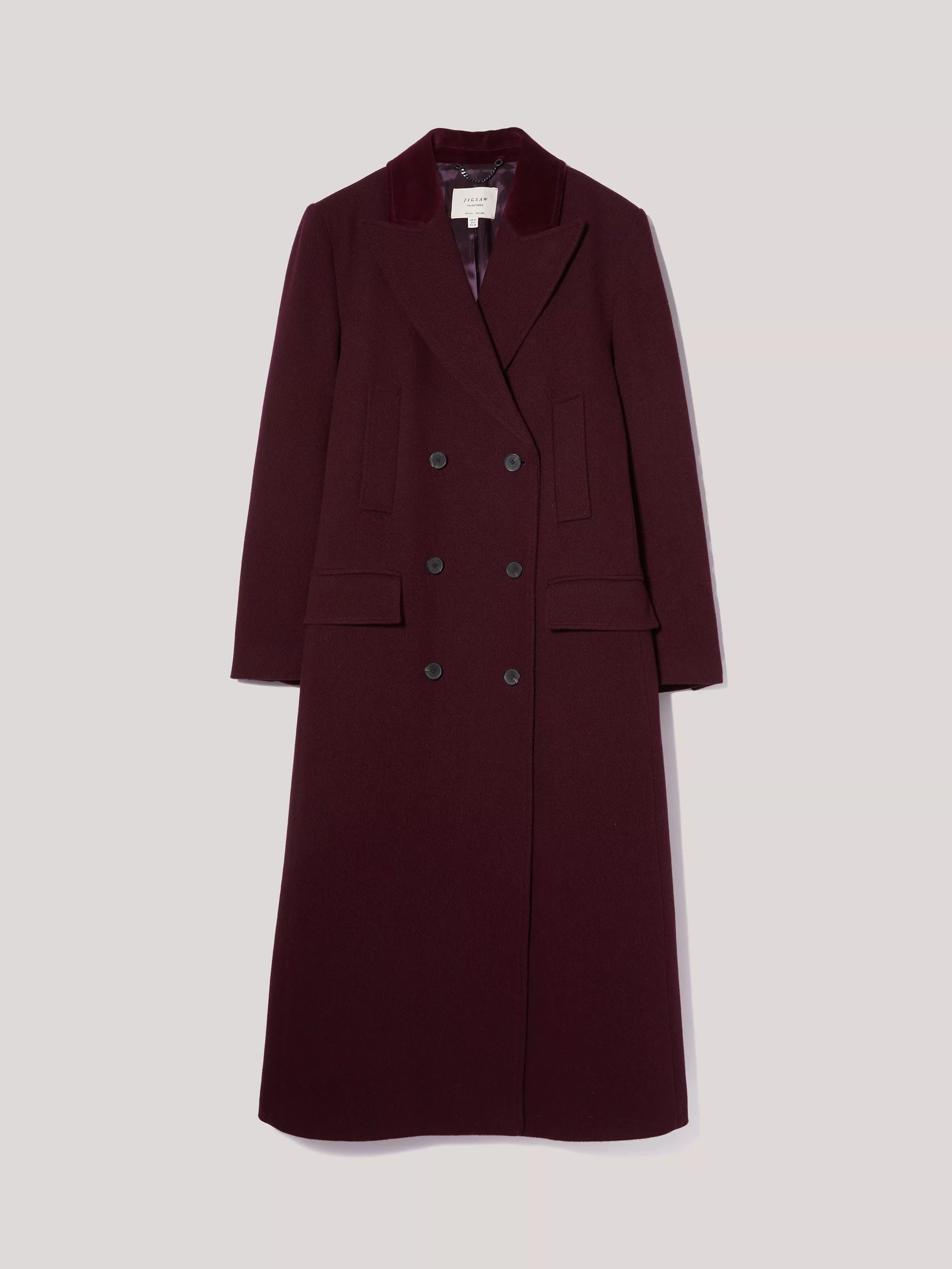 JigsawDouble Breasted Wool Rich Coat, Dark Red, 10 | John Lewis (UK)