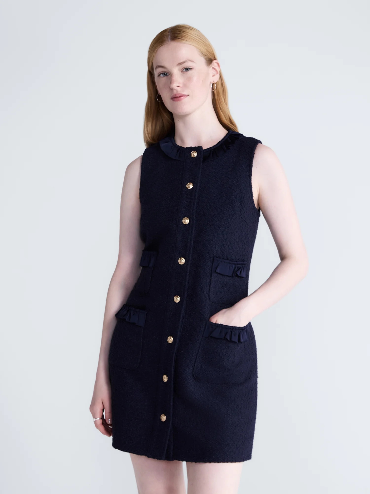Free Assembly Women's and Women's Plus Sleeveless Button Front Combo Shift Dress, Sizes XS-4X | Walmart (US)
