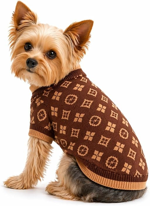 Everything Chic Luxury Dog Sweater – Soft Knit Designer Pet Outfit for Small Dogs & Puppies, XS... | Amazon (US)