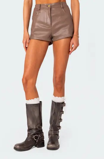 EDIKTED Martine High Waist Faux Leather Shorts | Nordstrom | Nordstrom