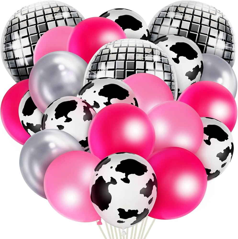 50 Pcs Cow Print Balloon Disco Ball Balloons Western Cowgirl Party Round Disco Balloons for Cowgi... | Amazon (US)